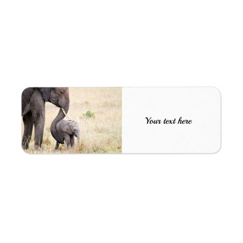 Motherly love elephant photo customizable label