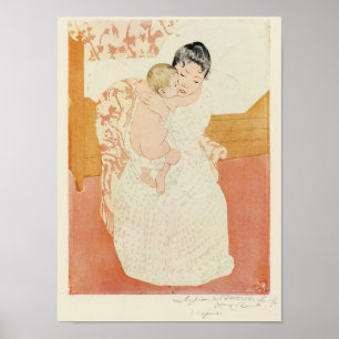 Motherly tenderness by Mary Stevenson Cassatt Poster