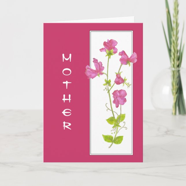 Mother's Birthday Flower in our Garden Sweet Pea Card (Front)