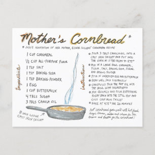 Mother's Cornbread Recipe Postcard