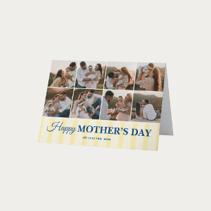 Mothers Day 10 Photo Vintage Yellow Stripes Holiday Card