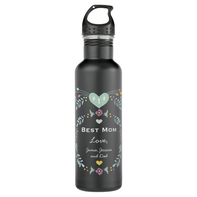 Mother's Day # 1 Best Mother Personalized Keepsake Water Bottle (Front)