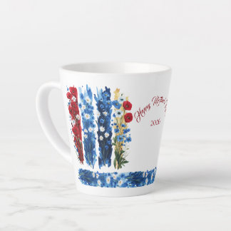 Mother's Day 2026 Brush Strokes Wildflowers Latte Mug