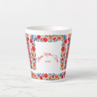 Mother's Day 2026 Brush Strokes Wildflowers Latte Mug