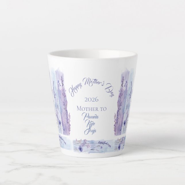 Mother's Day 2026 Brush Strokes Wildflowers  Latte Mug (Front)
