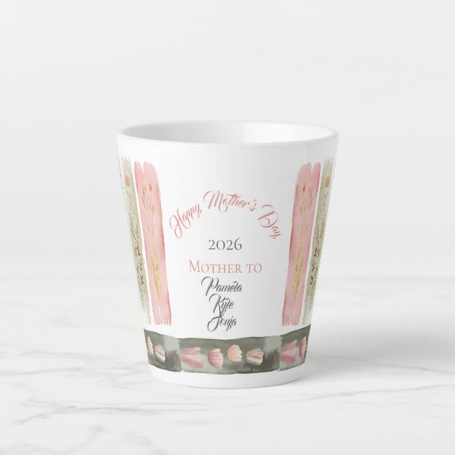 Mother's Day 2026 Brush Strokes Wildflowers  Latte Mug (Front)