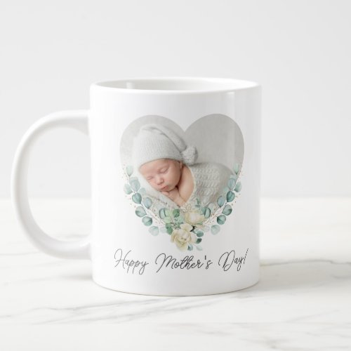 Mothers Day 2 Photo Floral Giant Coffee Mug