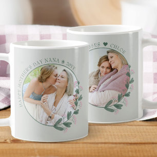 Mother's Day 2 Photo Pink Wildflower Picture Frame Coffee Mug