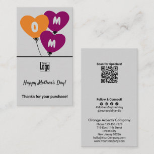 Mother's Day 3 Balloons Thanks for Your Purchase Business Card