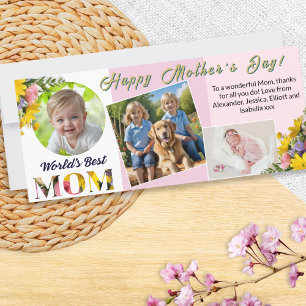 Mother's Day 3 Photo Collage Personalized Holiday Card