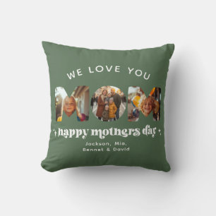 Mother's Day 3 Photo Custom Cute Retro Stylish Throw Pillow
