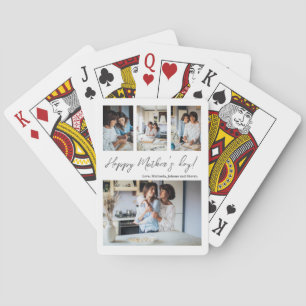 Mother's Day 4 Photo Collage Gift for mom Poker Cards