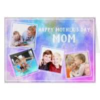 Mother's Day 4 Photo Family Collage on Watercolor