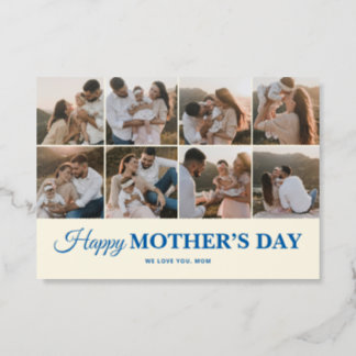 Mothers Day 8 Photo Yellow Letterpress Card