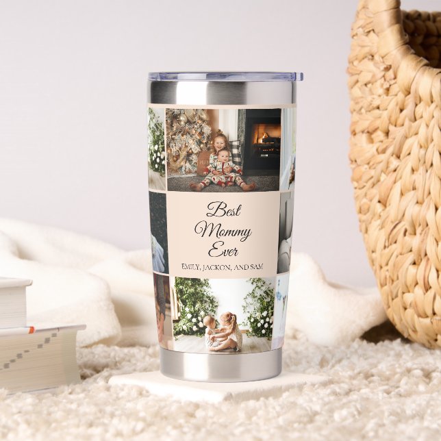 Mother's Day 8 Photos Collage Best Mom Ever Insulated Tumbler (Living Room)