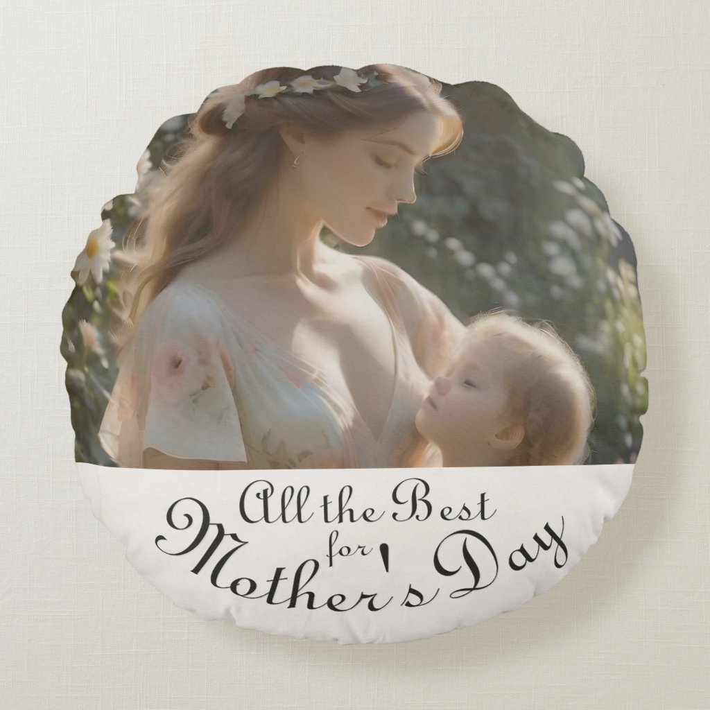 Mother's Day – A Tender Garden Embrace Round Pillow