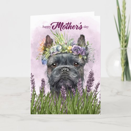 Mothers Day Affenpinscher Dog in Purple Holiday Card