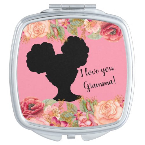 Mothers Day  Afro Puffs Girl  You Customize Compact Mirror
