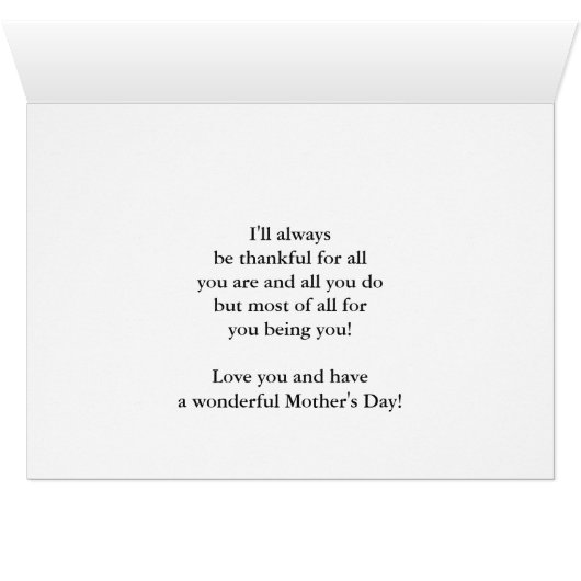 Mother's Day Always thankful to You Mom Bird (Inside Horizontal (Bottom))