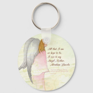 Mother's Day Angel Religious, Round Gift Keychain