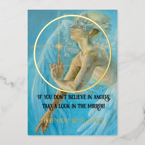 Mothers day angelic wish foil holiday card