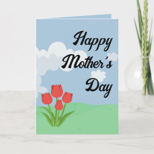 Mother's Day animated colorful flower cartoon Letterpress Thank You Card