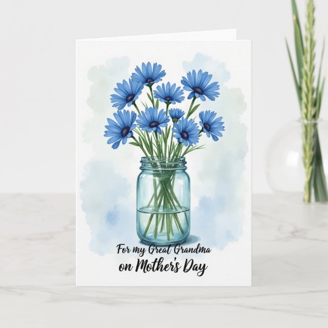 Mothers Day Aqua Bouquet Card (Front)