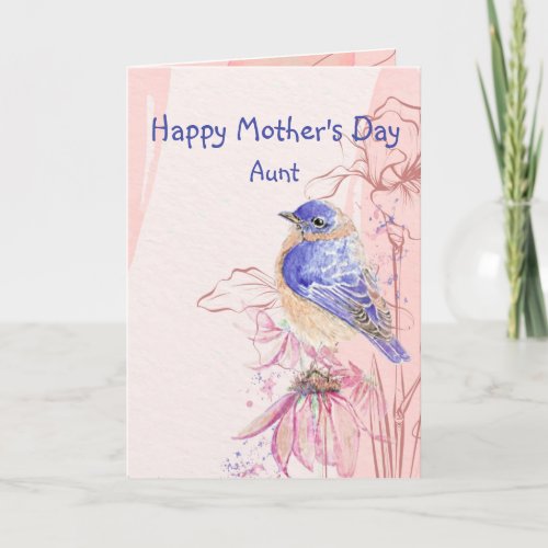 Mothers Day Aunt Bluebird Garden Bird Card