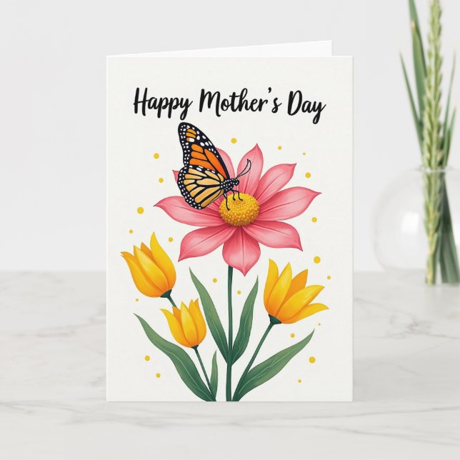 Mothers Day Aunt Floral Art Card (Front)
