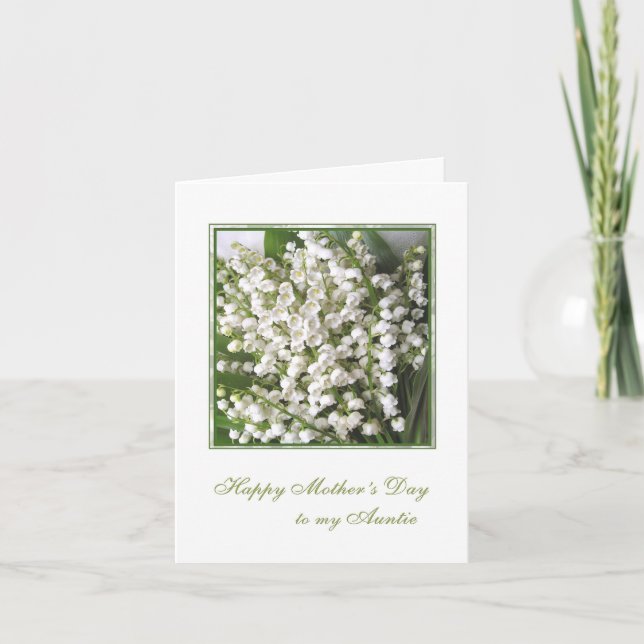 Mother's day. Auntie. Flowers. Lily of the Valley Card (Front)