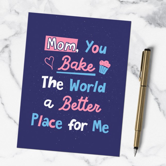 Mothers Day Baking Quote Baker Mom Chef Postcard (In situ)