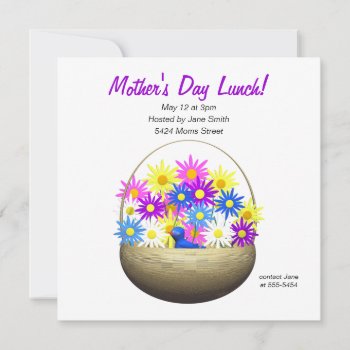 Mothers Day Basket Of Daisies Lunch Invitation by xfinity7 at Zazzle