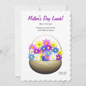 Mothers Day Basket Of Daisies Lunch Invitation by xfinity7 at Zazzle