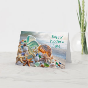 Mothers Day Beach Sea Glass and Shells Starfish Card