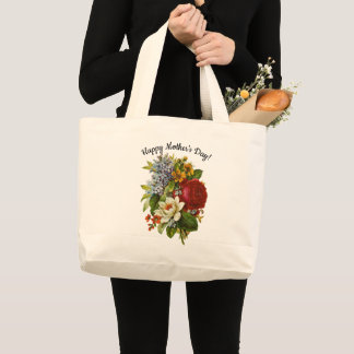 Mother's Day Beautiful Summer Bouquet w Red Rose Large Tote Bag