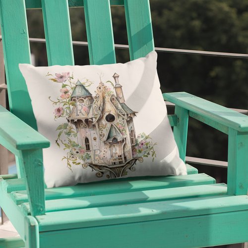Mothers Day Beautiful Victorian Style Birdhouse  Throw Pillow