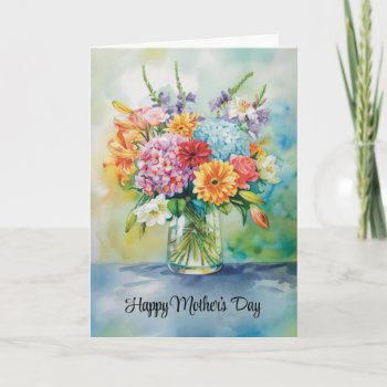 Mother's Day Beautiful Watercolor Floral Bouquet Card by cbendel at Zazzle