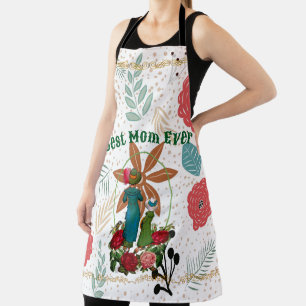 Mother's Day Best Mom Ever Floral Rustic Country Apron