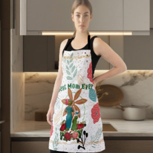 Mother's Day Best Mom Ever Floral Rustic Country  Apron