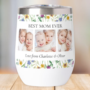 Mother's Day Best Mom Ever Floral Thermal Wine Tumbler