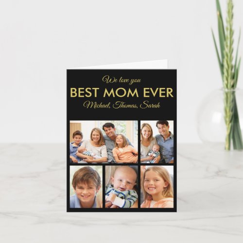Mothers Day Best Mom Ever Trendy Photo Collage Card