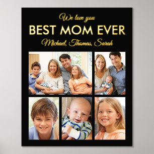 Mothers Day Best Mom Ever Trendy Photo Collage Foil Prints