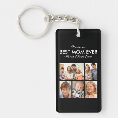 Mothers Day Best Mom Ever Trendy Photo Collage Keychain