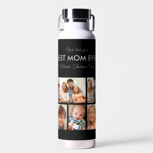 Mothers Day Best Mom Ever Trendy Photo Collage Water Bottle