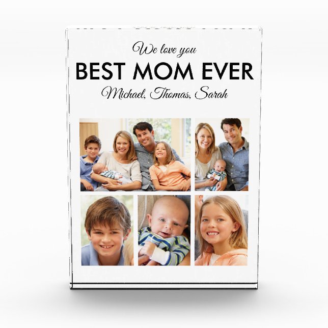 Mothers Day Best Mom Ever Trendy Picture Collage Photo Block (Front)