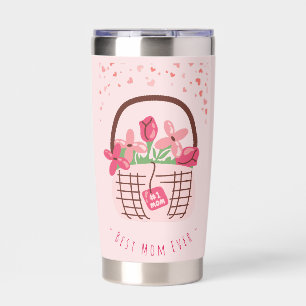 Mother's Day,Best Mom Ever, with Beautiful Flower Insulated Tumbler