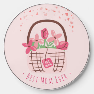 Mother's Day,Best Mom Ever, with Beautiful Flower  Wireless Charger