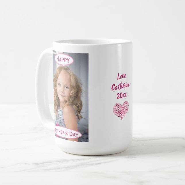Mother's Day Best Mom Kids Photo Name Year Coffee Mug (Front Left)