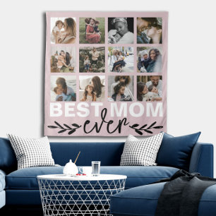 Mothers Day Best Mom Photo Collage Pink Tapestry