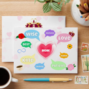 Mothers Day Best Mom Word Clouds Queen Crown Love  Envelope